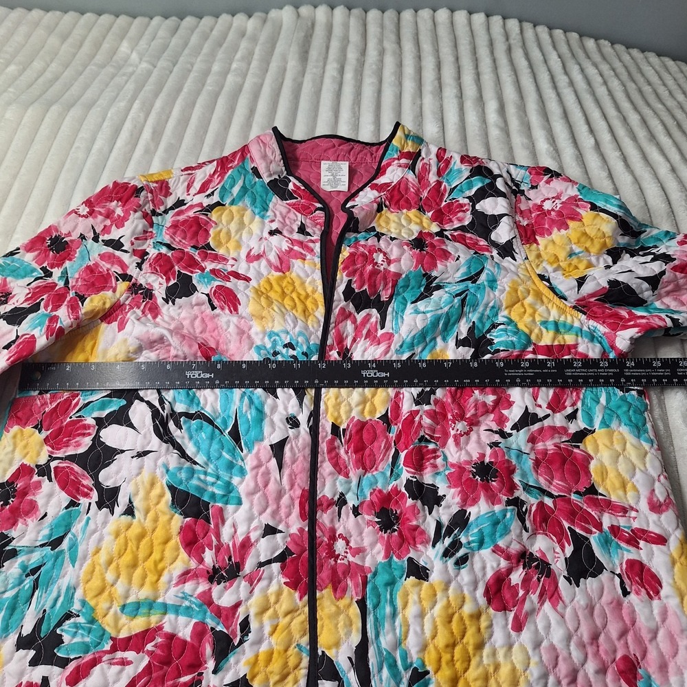 Quilted Tulip Floral Open Front Jacket Womens 20W Spring Easter Cottage Core - Picture 5 of 10